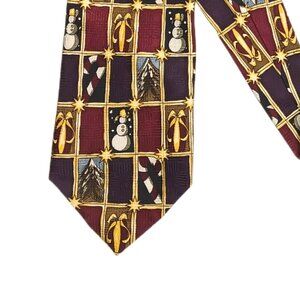 Z Inc Christmas Silk Tie Men’s 60” Candy Cane Snowman Holiday Designer Wide Tie